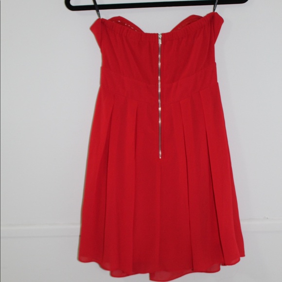 TFNC London Strapless Red Chiffon Dress - Picture 5 of 7